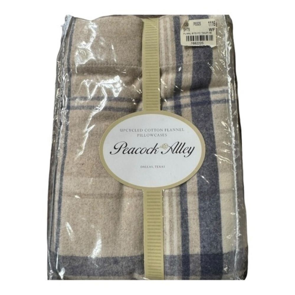 Peacock‎ Alley Upcycled Cotton Flannel Pillowcases - STD PC Taup HE - NWT